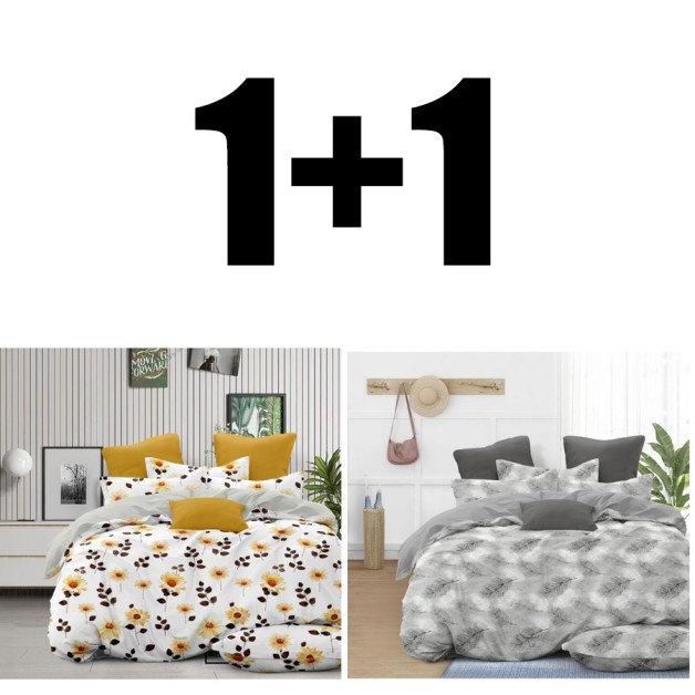 Két dupla ágynemű garnitúra Summer és Falcon Grey mikroszatén