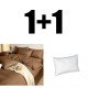 Dupla pamutszatén ágynemű barna + párna