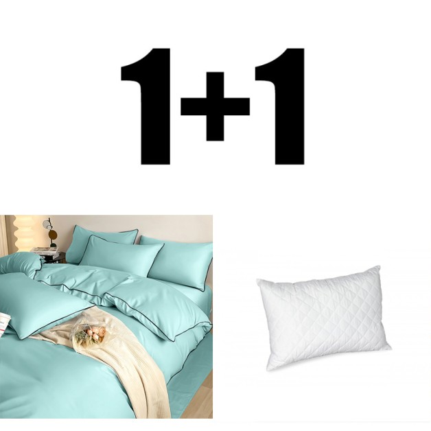 Dupla pamutszatén ágynemű akva + párna