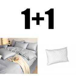Dupla pamutszatén ágynemű szürke + párna