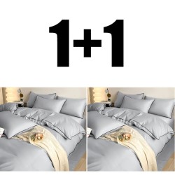 Két dupla ágynemű garnitúra szürke selyem