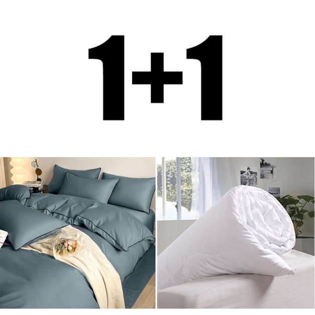 Dupla ágynemű antracit selyem + paplan 200/210