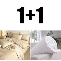 Dupla ágynemű bézs selyem + paplan 200/210