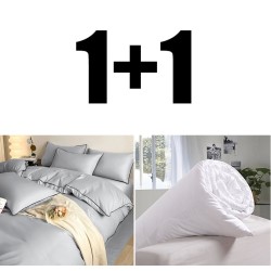 Dupla ágynemű szürke selyem + paplan 200/210