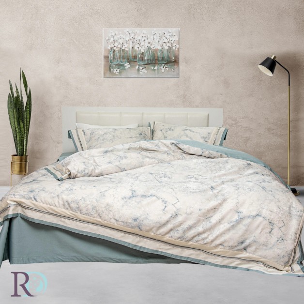 Prémium minőségű finom pamut ágynemű Marble Aqua