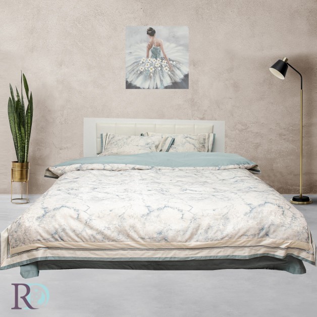 Prémium minőségű finom pamut ágynemű Marble Aqua
