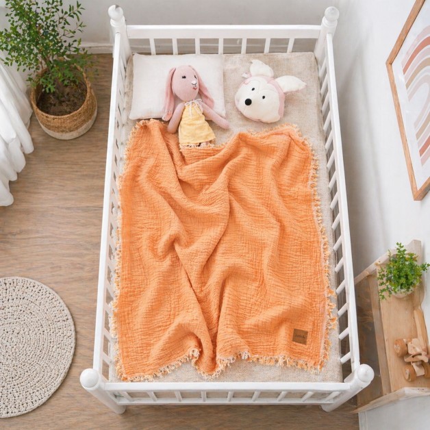 Baba nyári takaró muszlinból narancssárga színben