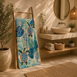 Tengeri teknősök mintás 100% pamut strandtörölköző