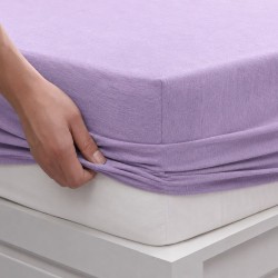 Lila Szereniti pamut-trikó gumis lepedő 160/200
