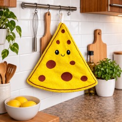 Vicces konyhai törölköző pizza mintával
