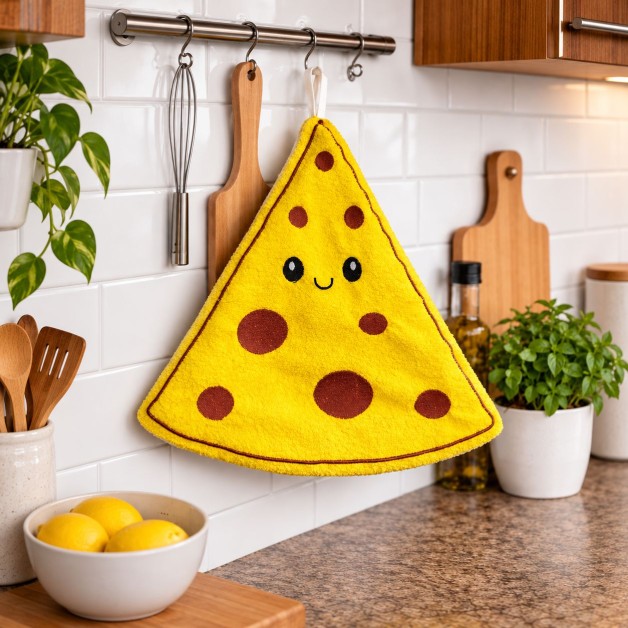 Vicces konyhai törölköző pizza mintával